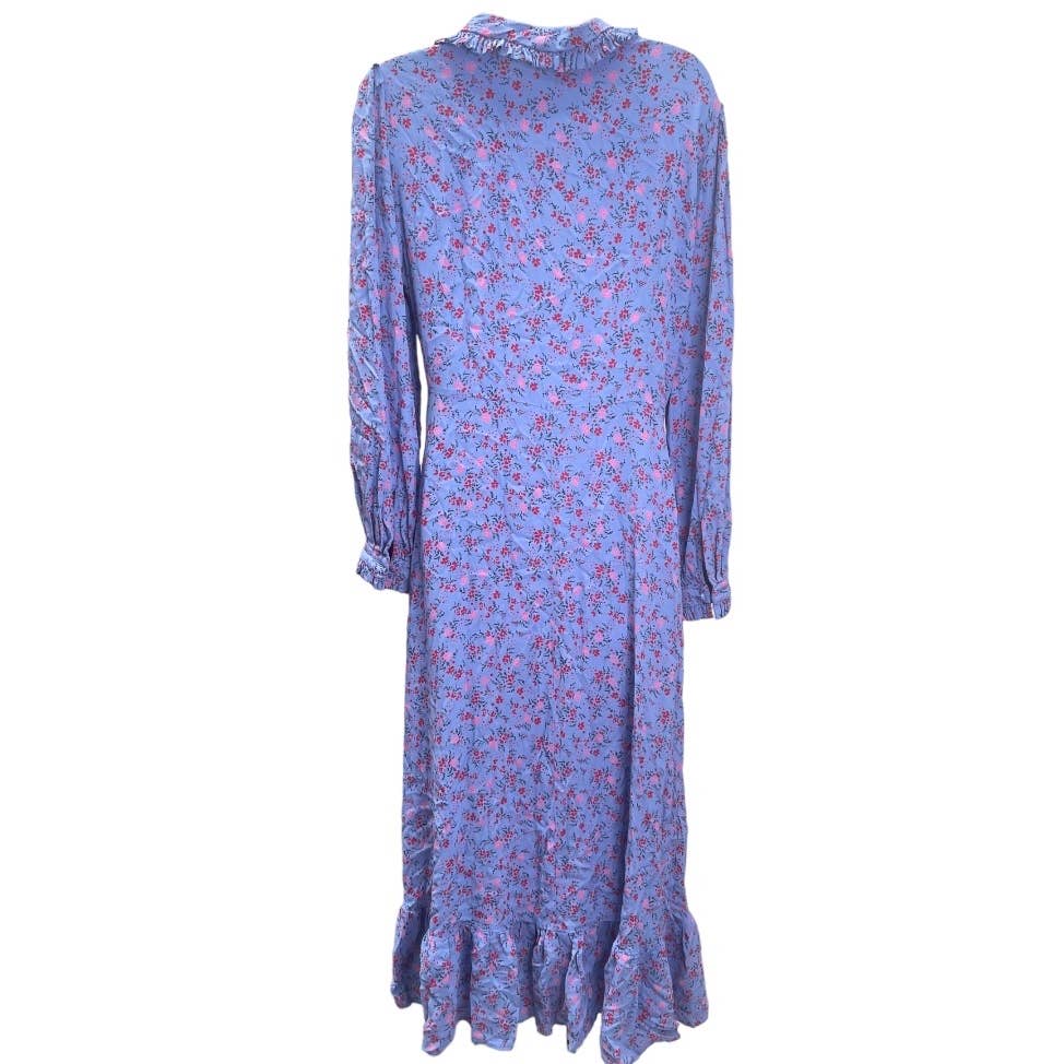 Ghost London Button Front Floral Dress Bohemian Size L Purple - Premium from Ghost London - Just $129.0! Shop now at Finds For You
