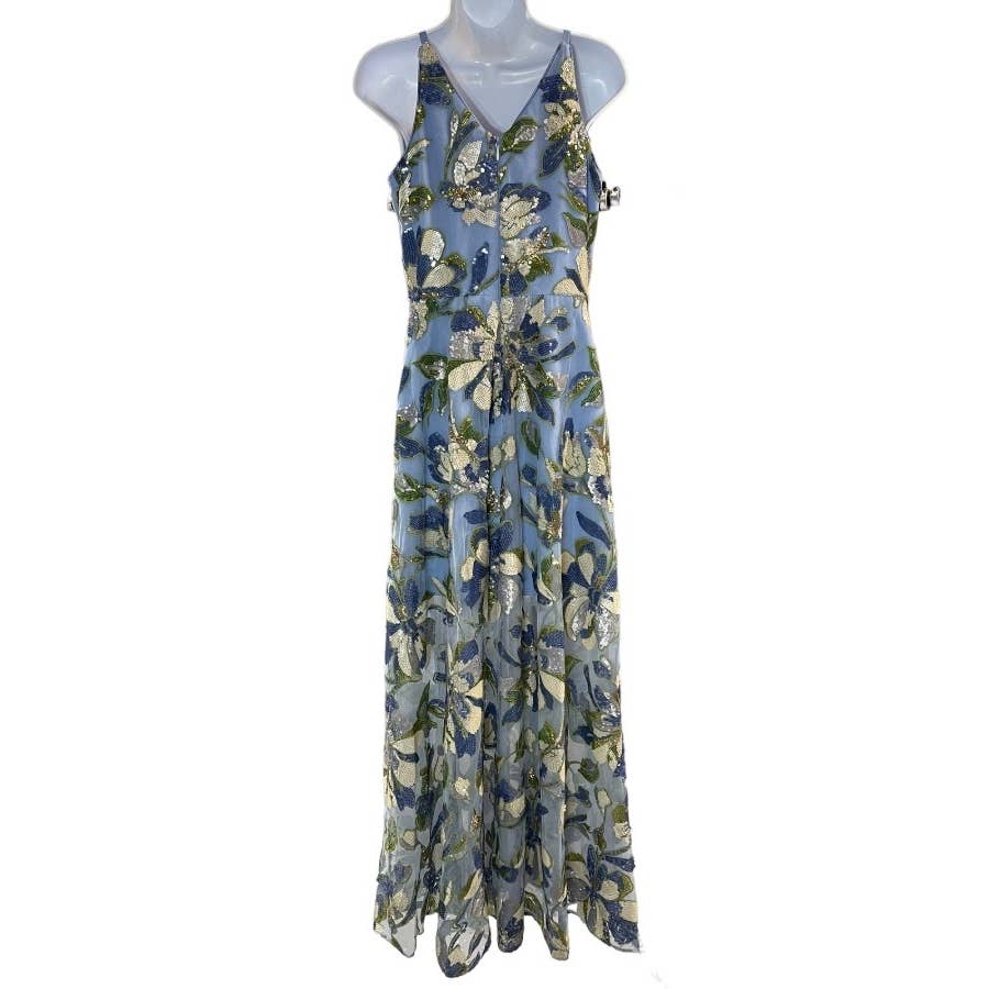 Dress The Population Ariya Floral Sequin Along Gown Dress Size XS Blue New - Premium from Dress The Population - Just $175.0! Shop now at Finds For You