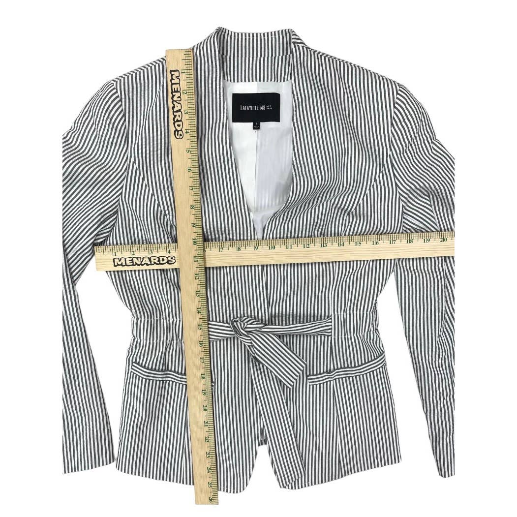 Lafayette 148 New York Seersucker Black White Striped Blazer Jacket Size 4 - Premium from Lafayette 148 New York - Just $99.0! Shop now at Finds For You