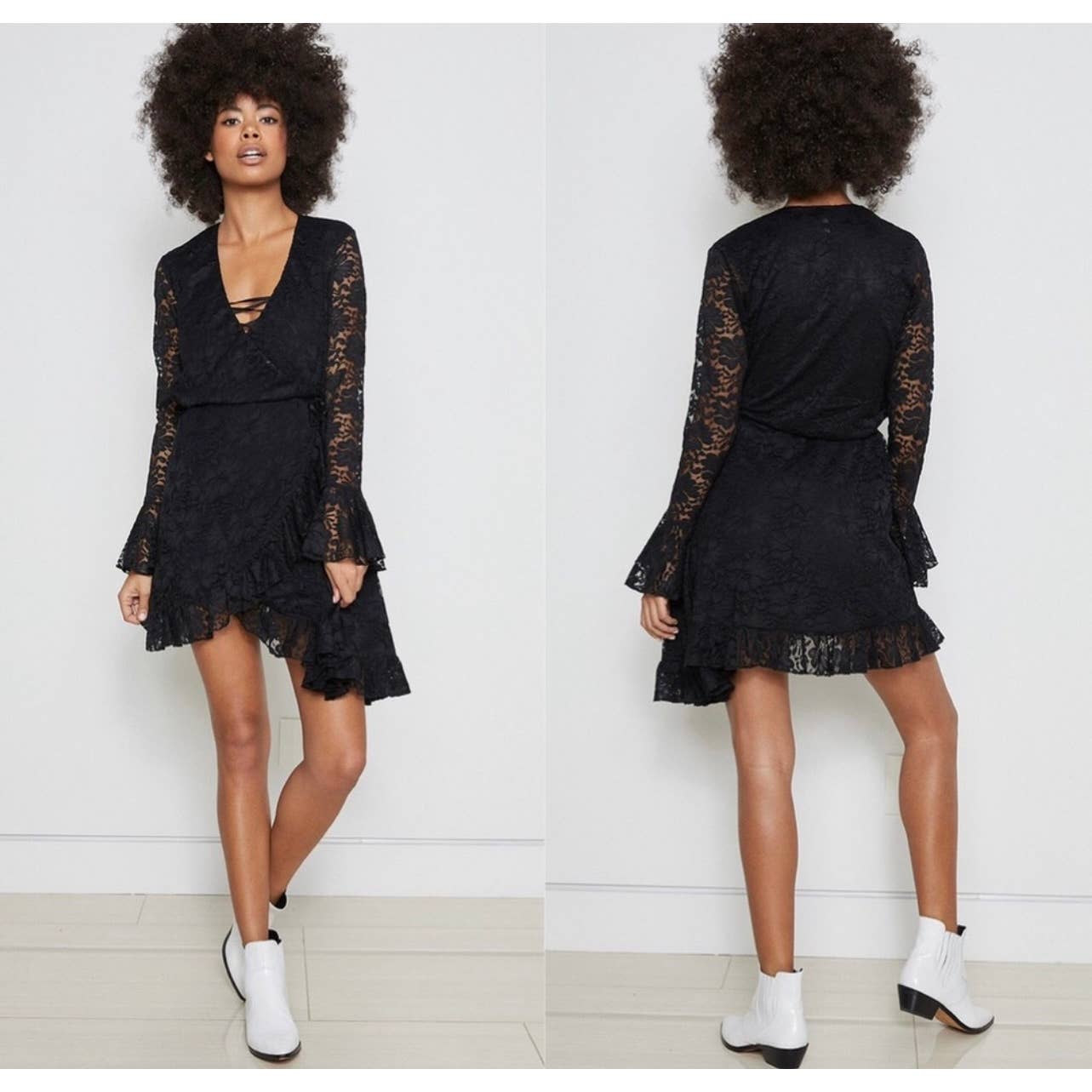 We are HAH Wrap Star Lace Ruffle Dress Festival Bloggers Favorite New M Navy - Premium from We are HAH - Just $119.0! Shop now at Finds For You