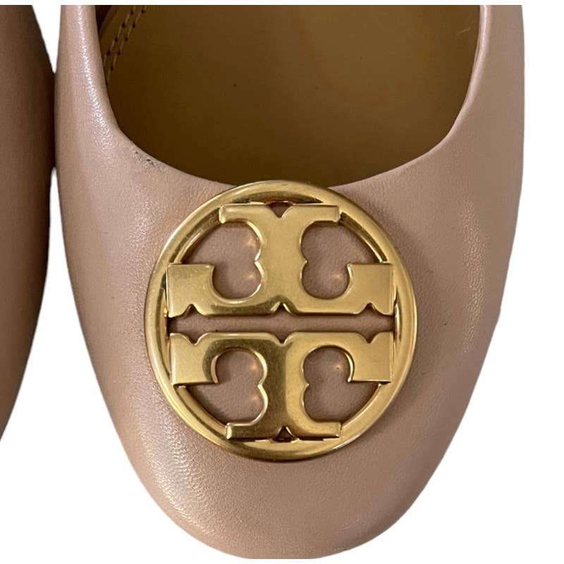 Tory Burch Chelsea Logo 25mm Ballet Flats Shoes Leather Size 8 Nude - Premium from Tory Burch - Just $239.00! Shop now at Finds For You