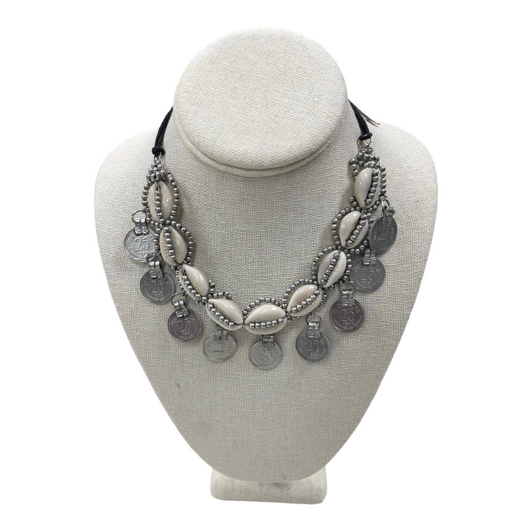 Free People Shell and Coin Dangle Choker Necklace Bohemian New - Premium from Free People - Just $59.0! Shop now at Finds For You