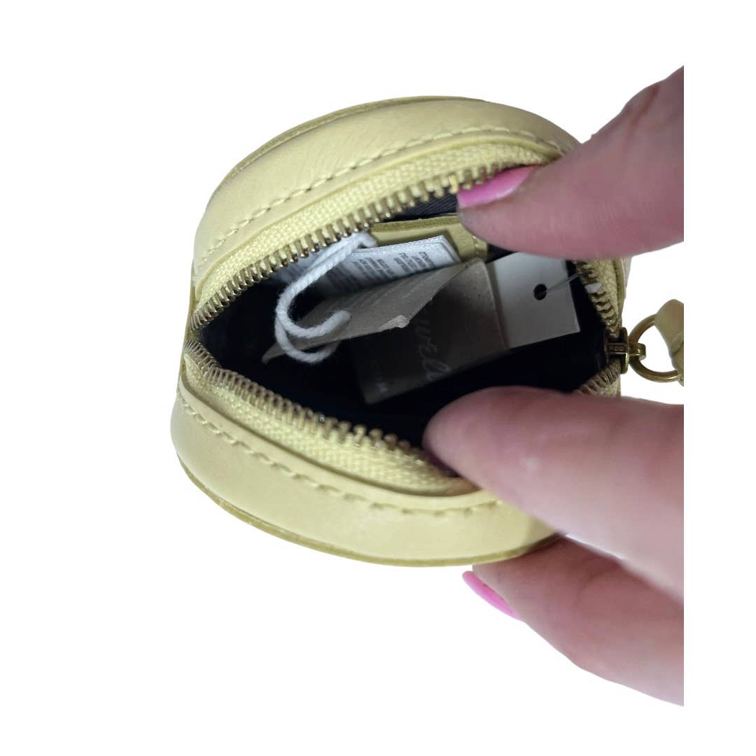 Madewell AirPod Circle Zip Case Leather Yellow New - Premium from Madewell - Just $35.0! Shop now at Finds For You