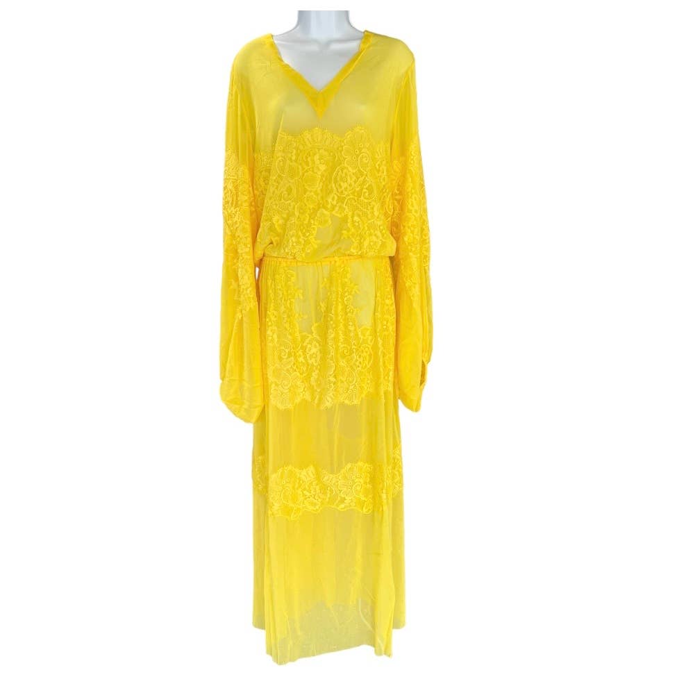 We are HAH Royal HAHness Lace Maxi Dress Balloon Sleeve Festival M/L Yellow New - Premium from We are HAH - Just $149.0! Shop now at Finds For You