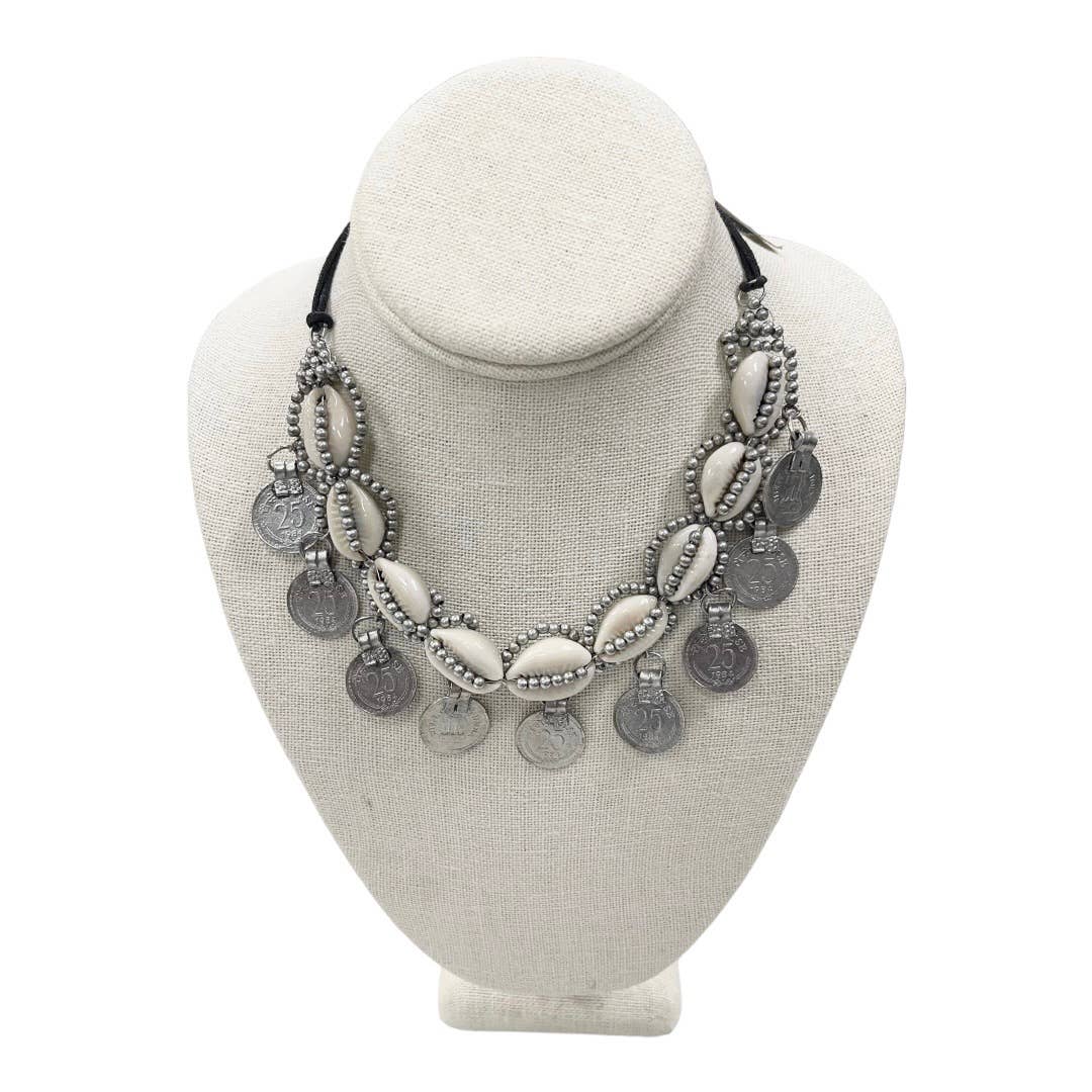 Free People Shell and Coin Dangle Choker Necklace Bohemian New - Premium from Free People - Just $59.0! Shop now at Finds For You