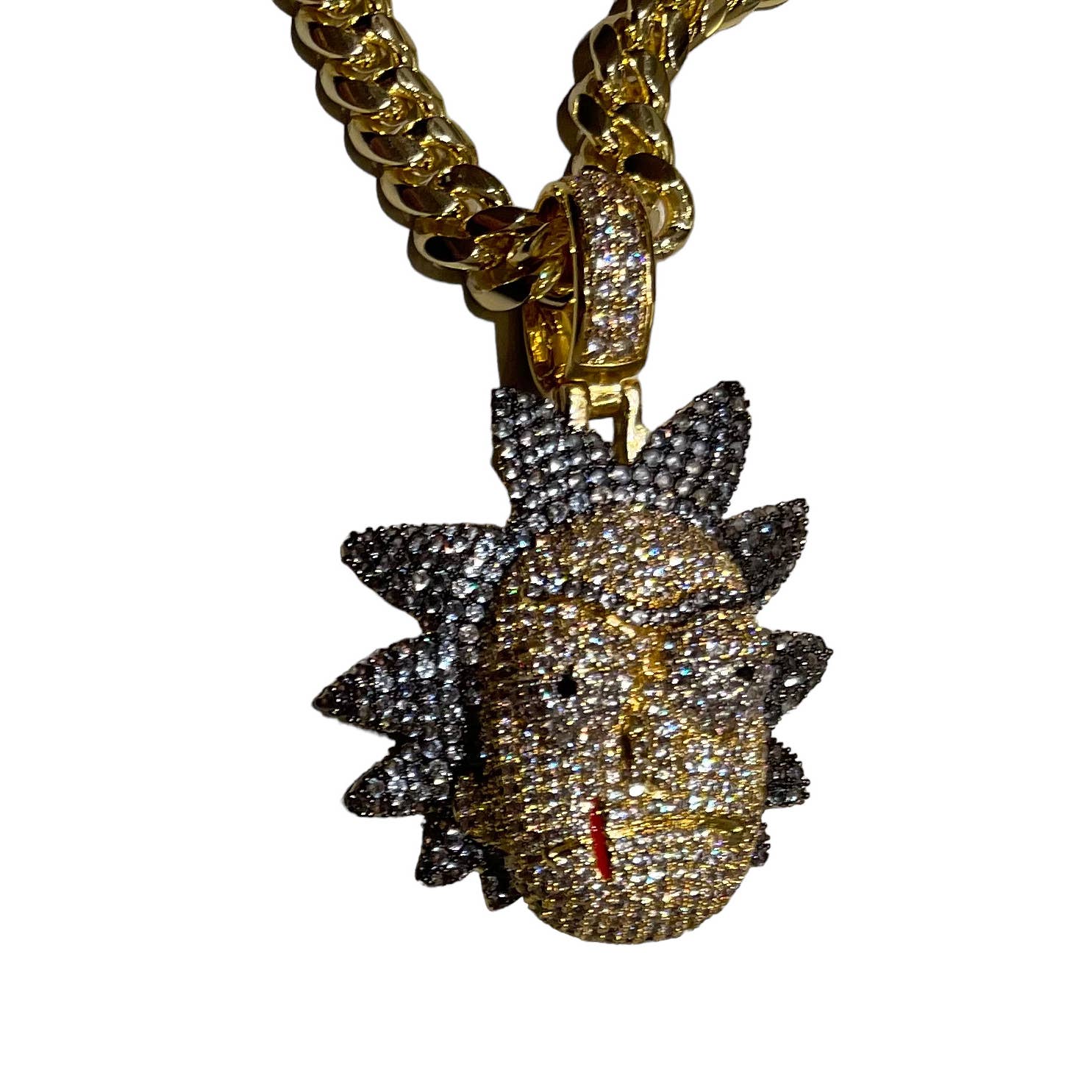 King Ice x Rick and Morty Evil Rick Gold Necklace New - Premium  from King Ice - Just $249.0! Shop now at Finds For You