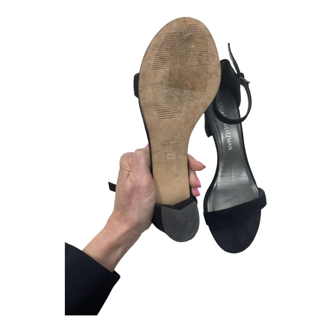 Stuart Weitzman Neatly Nude Suede Sandals Heels Shoes Black Size 7.5 - Premium from Stuart Weitzman - Just $179.0! Shop now at Finds For You