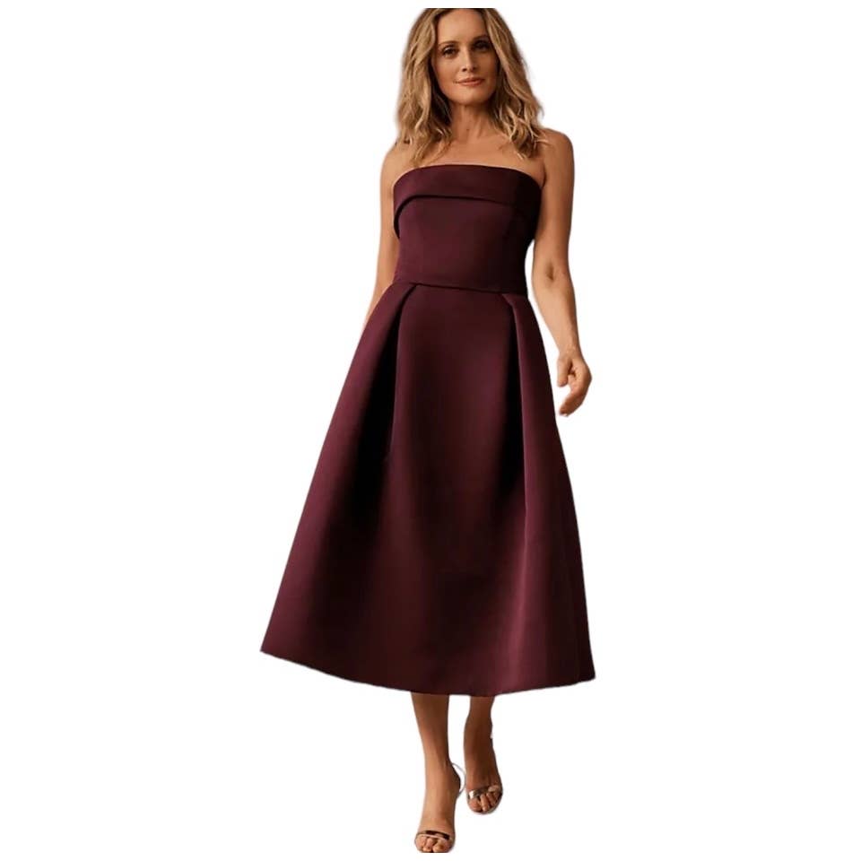 Anthropologie Amsale Russo Midi Dress Formal Party Size 6 New Burgundy - Premium from Anthropologie - Just $219.00! Shop now at Finds For You
