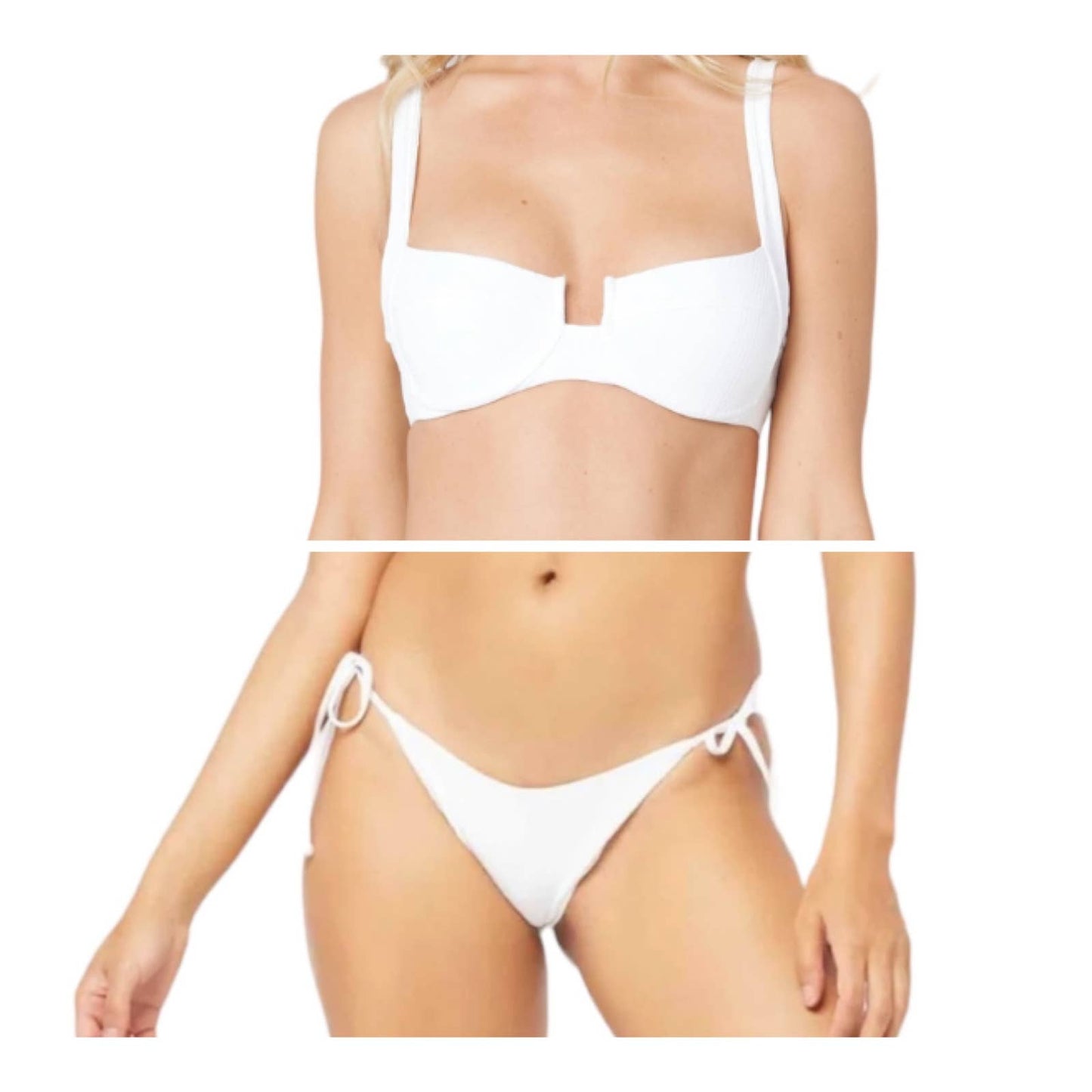 L*SPACE Set Swim Camellia Pointelle Ribbed Bikini Top Lennox Bottom New White S - Premium from L*SPACE - Just $119.0! Shop now at Finds For You