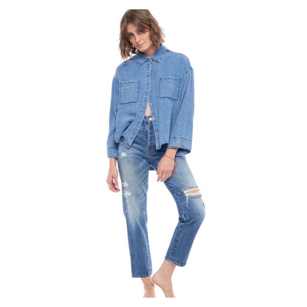 Free People x Sandrine Rose Distressed Straight Jeans Indigo Size 29 - Premium from Free People - Just $68.00! Shop now at Finds For You
