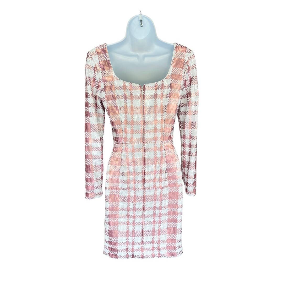 Dress The Population Barbiecore Pink White Plaid Sequin Mini Dress Size S New - Premium from Dress The Population - Just $239.0! Shop now at Finds For You