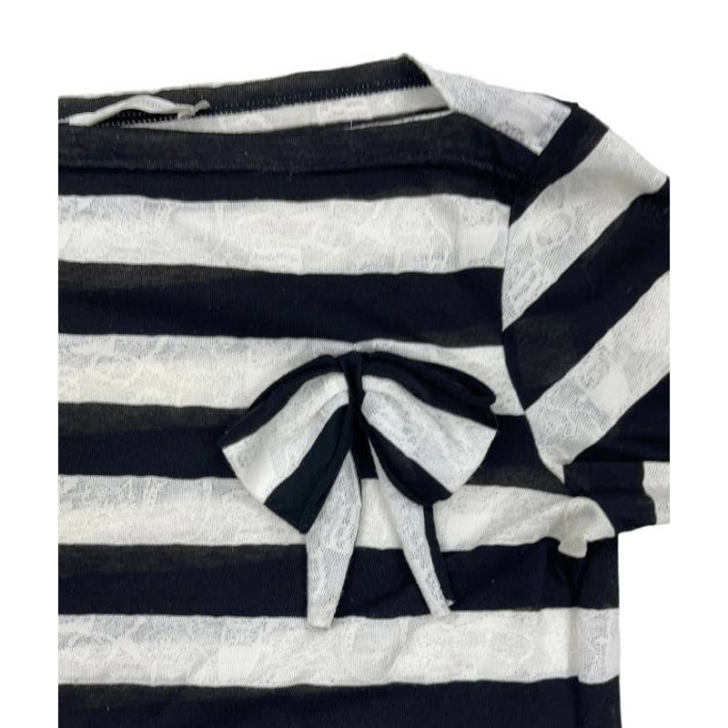 Anne Fontaine France Naura Striped Lace Embellished Top Shirt Size L Black White - Premium from Anne Fontaine - Just $129.0! Shop now at Finds For You