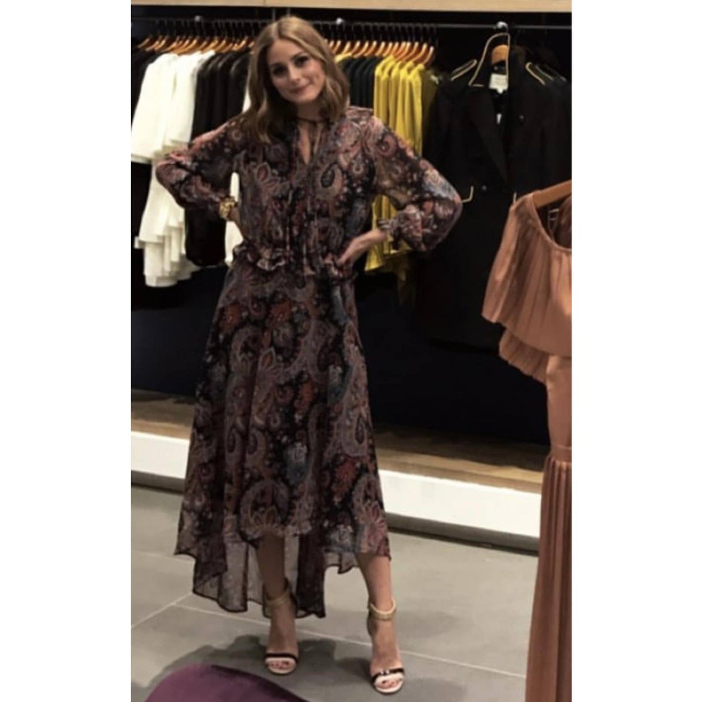 Banana Republic x Olivia Palermo High Low Paisley Silk Dress Size L - Premium from Banana Republic - Just $129.0! Shop now at Finds For You