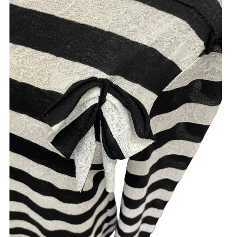 Anne Fontaine France Naura Striped Lace Embellished Top Shirt Size L Black White - Premium from Anne Fontaine - Just $129.0! Shop now at Finds For You