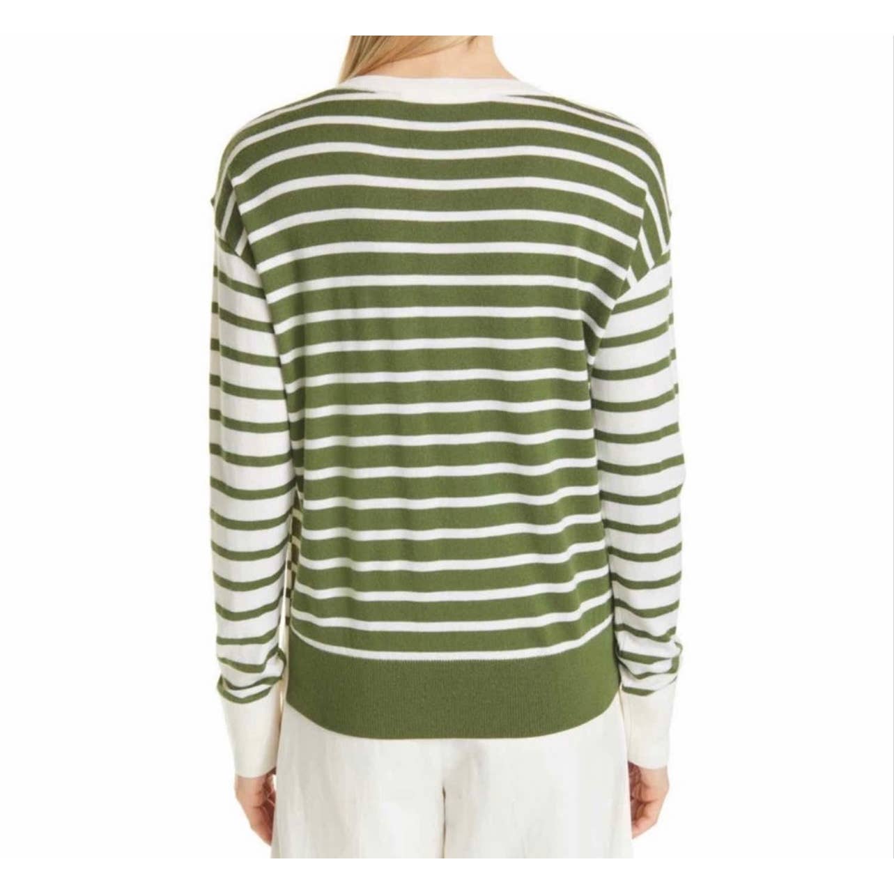 Veronica Beard Leni Tie Stripe Wool Sweater V Neck Size M - Premium from VERONICA BEARD - Just $175.0! Shop now at Finds For You