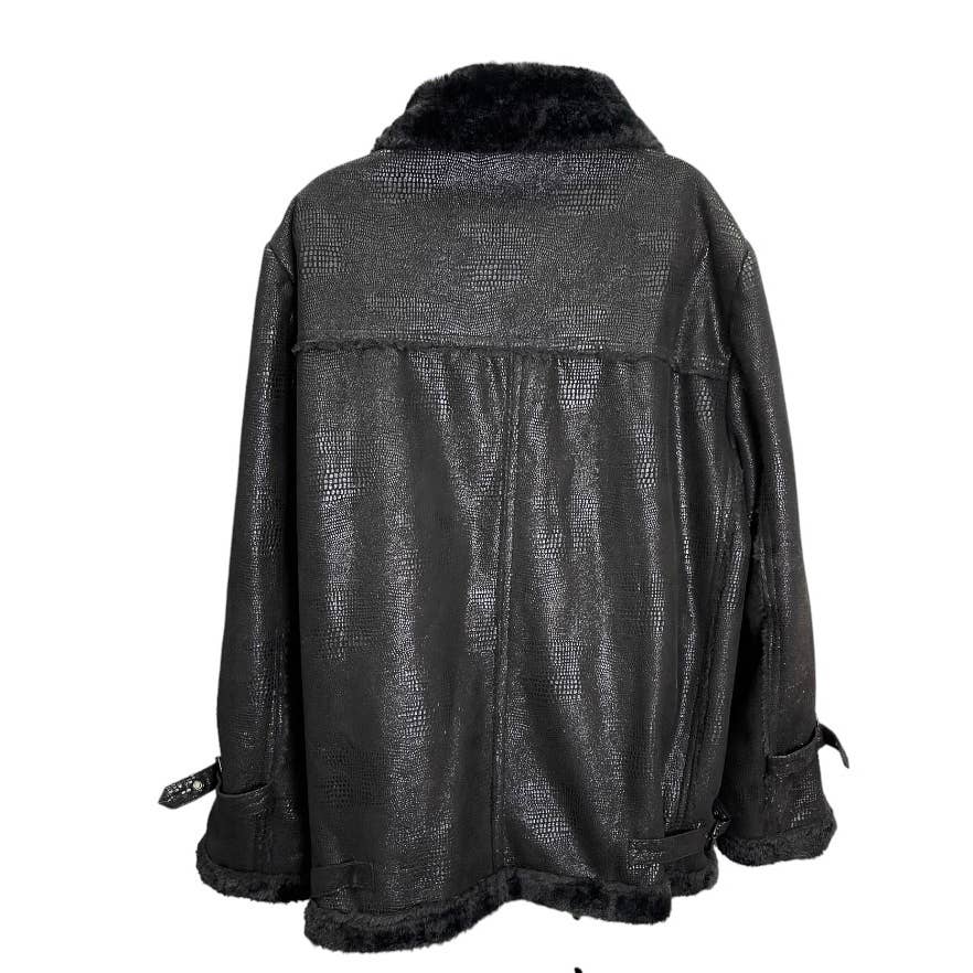 Anthropologie Hutch Rhys Sherpa Moto Jacket Coat Size XL Black - Premium from Anthropologie - Just $199.0! Shop now at Finds For You