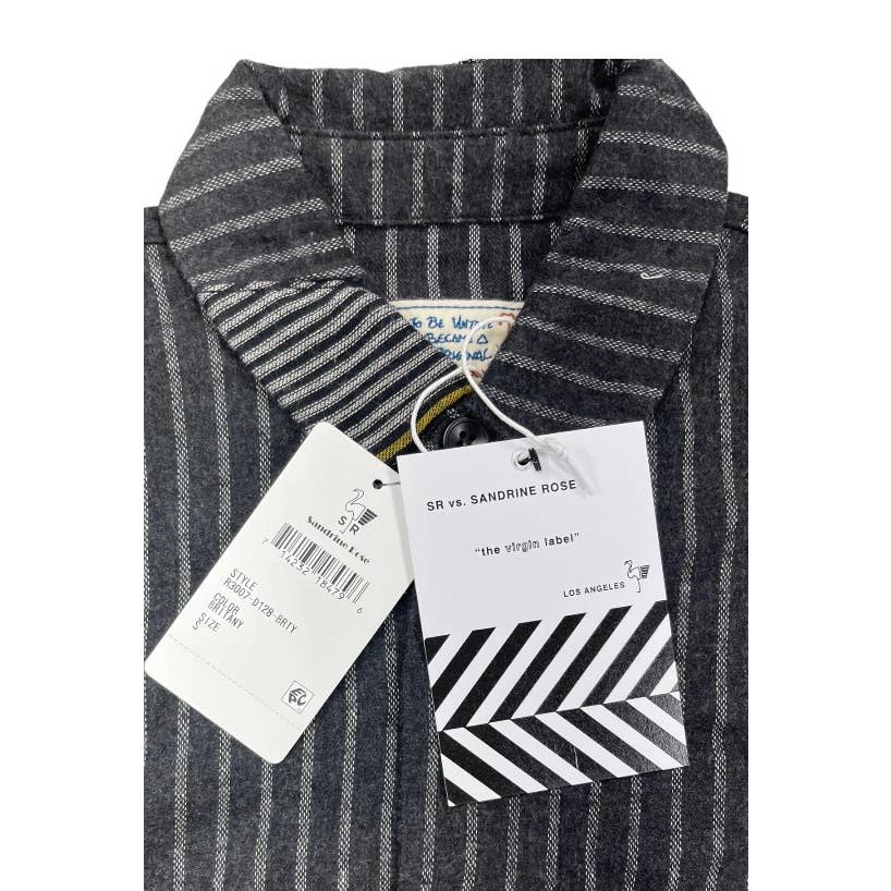 Free People x Sandrine Rose Striped Patchwork Button Down Shirt Size S Black - Premium from Free People - Just $89.00! Shop now at Finds For You