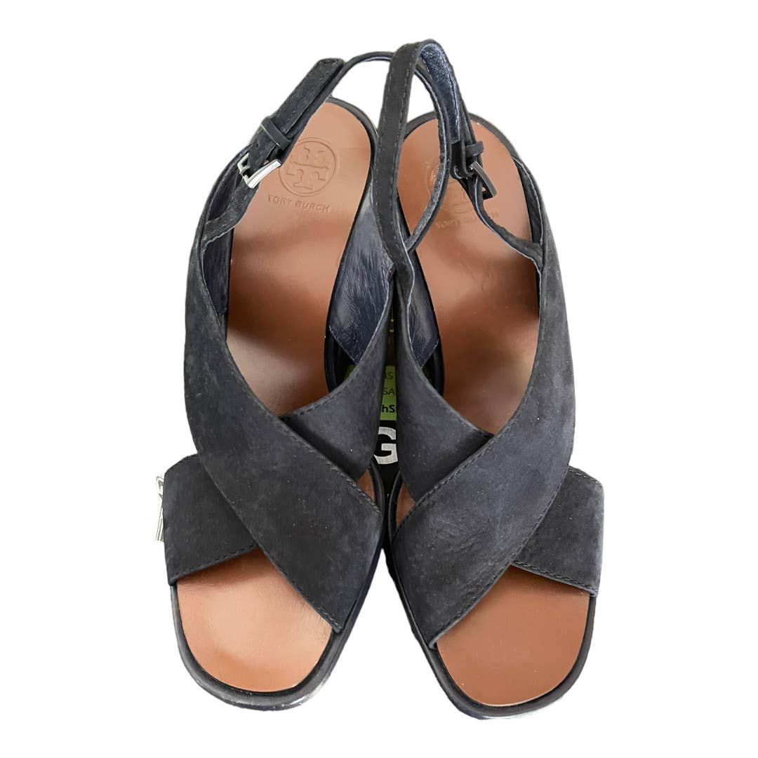 Tory Burch Gabrielle 100mm Wedge Heels Sandals Shoes Size 7.5 Blue - Premium from Tory Burch - Just $119.00! Shop now at Finds For You