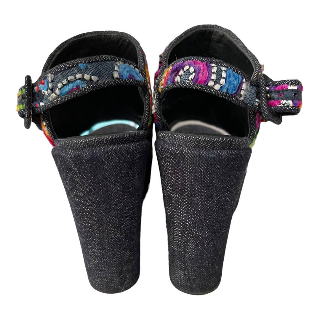 Stuart Weitzman Hand Embroidered Denim Wedge Sandals Shoes Size 9 - Premium from Stuart Weitzman - Just $99.00! Shop now at Finds For You