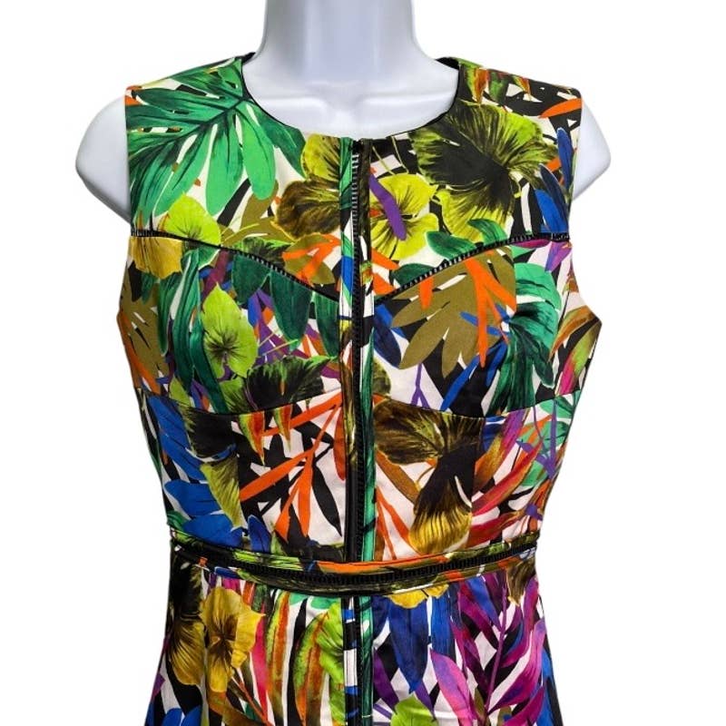 Milly Angular Tropical Print Sleeveless Pencil Dress Colorful Size 4 New - Premium from MILLY - Just $179.0! Shop now at Finds For You