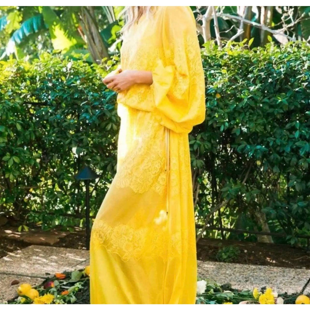 We are HAH Royal HAHness Lace Maxi Dress Balloon Sleeve Festival M/L Yellow New - Premium from We are HAH - Just $149.0! Shop now at Finds For You