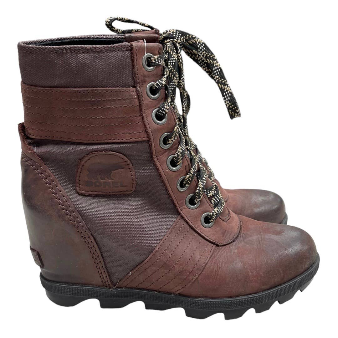 Sorel Lexie Waterproof Wedge Boots Booties Cattail Brown Size 8 - Premium from Sorel - Just $159.0! Shop now at Finds For You