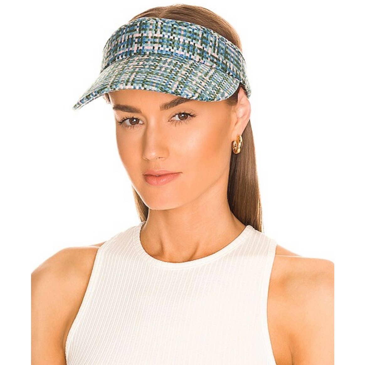 REVOLVE Lele Sadoughi Lawn Check Tweed Visor Preppy New - Premium from Revolve - Just $89.0! Shop now at Finds For You