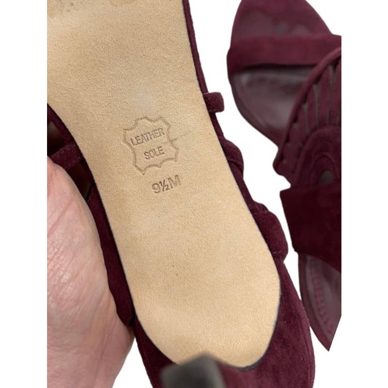 Tory Burch Leyla Cut Out Heels Sandals Shoes Burgundy Suede 9.5 - Premium from Tory Burch - Just $129.0! Shop now at Finds For You