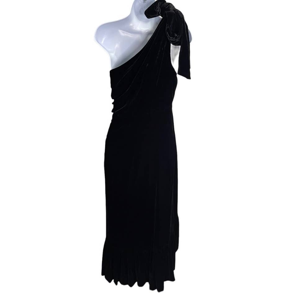 Ulla Johnson Elisa One Shoulder Velvet Midi Dress Size 4 Black - Premium from Ulla Johnson - Just $199.0! Shop now at Finds For You