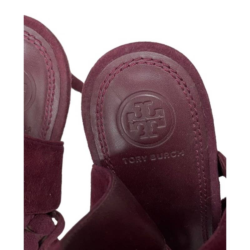 Tory Burch Leyla Cut Out Heels Sandals Shoes Burgundy Suede 9.5 - Premium from Tory Burch - Just $129.0! Shop now at Finds For You