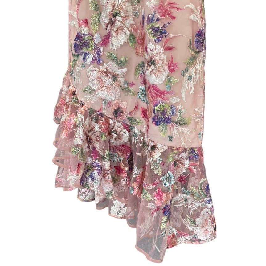 Dress The Population Chiffon Embroidered Ruffle Midi Dress Size S New - Premium from Dress The Population - Just $179.0! Shop now at Finds For You
