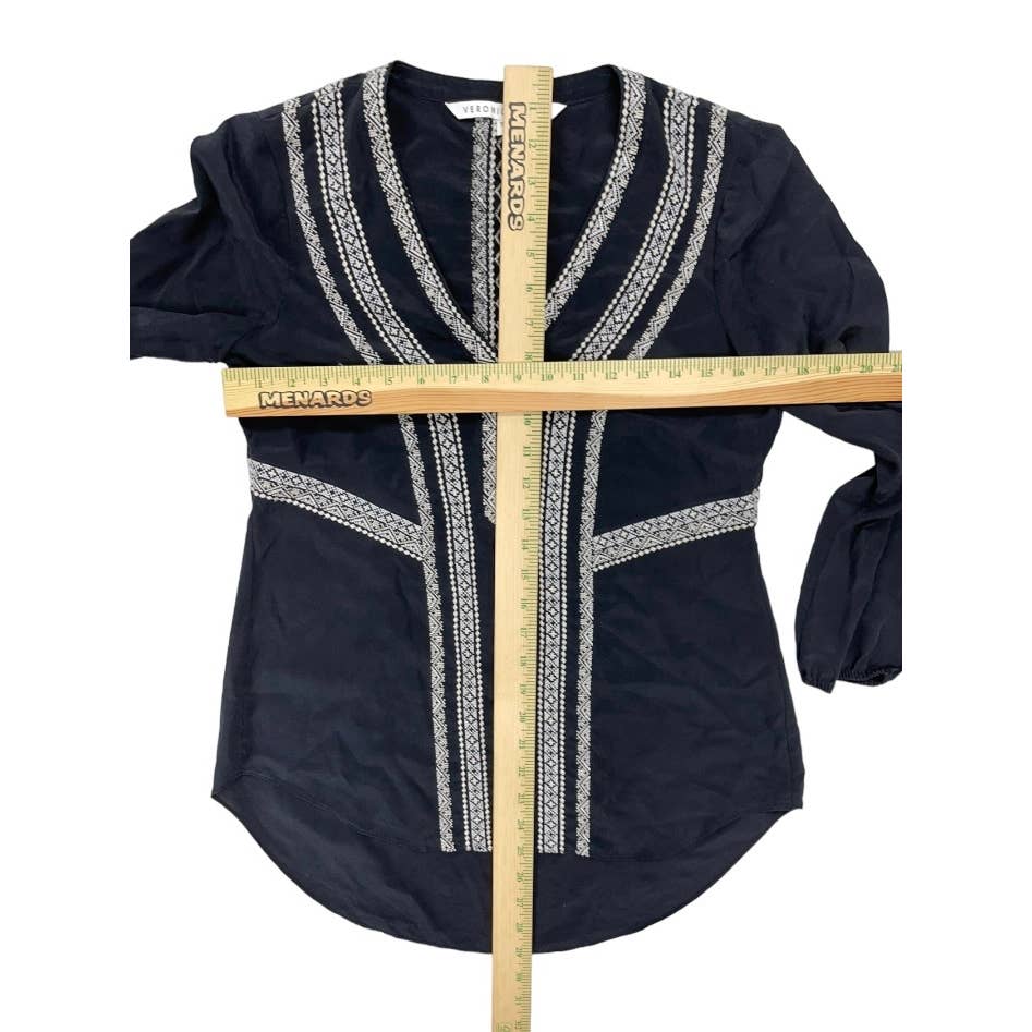 Veronica Beard Loreto Embroidered Silk Blouse Tunic Size 4 Black - Premium from VERONICA BEARD - Just $129.0! Shop now at Finds For You