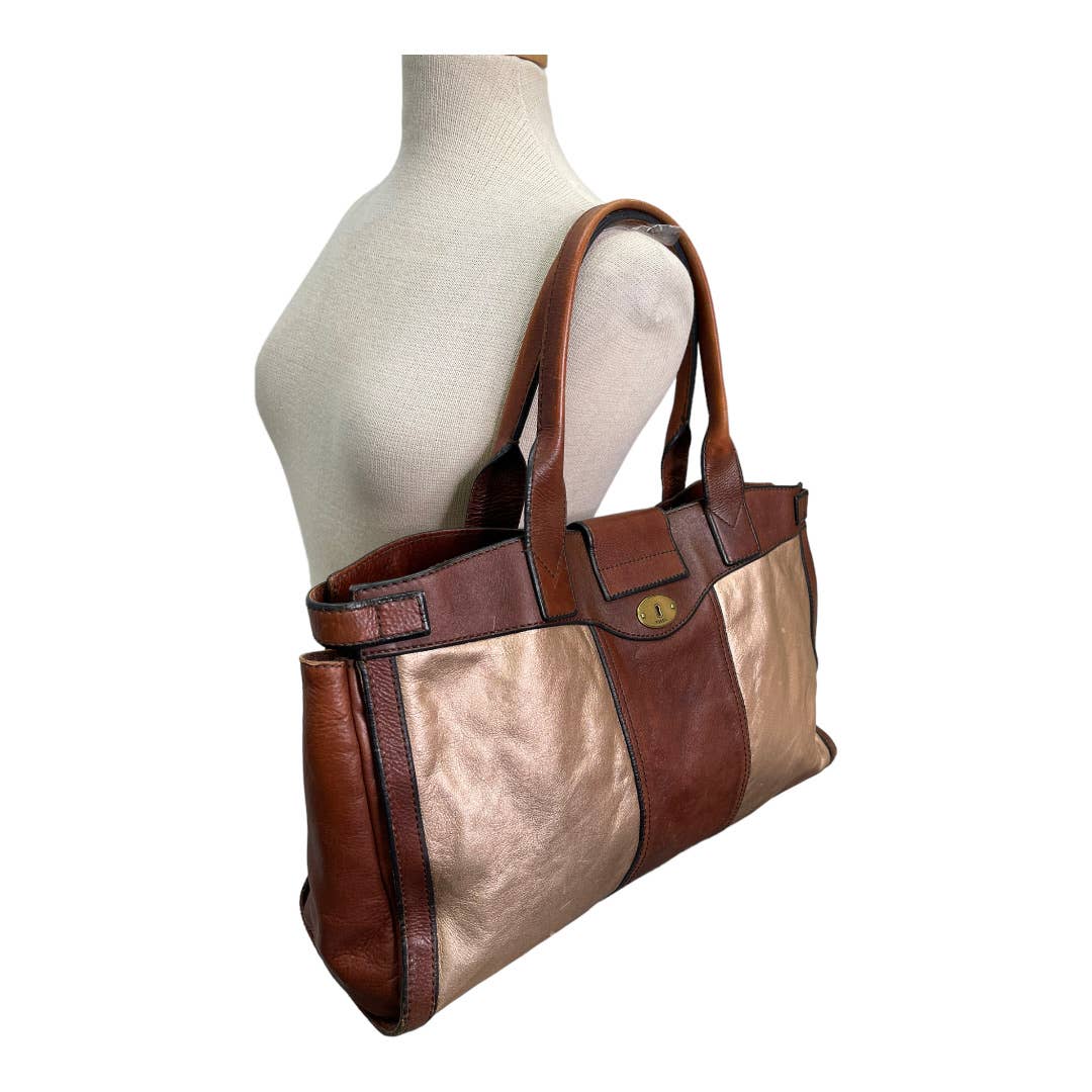 Fossil Vintage Reissue Rose Gold Leather Tote Handbag Leather - Premium from Fossil - Just $168.0! Shop now at Finds For You