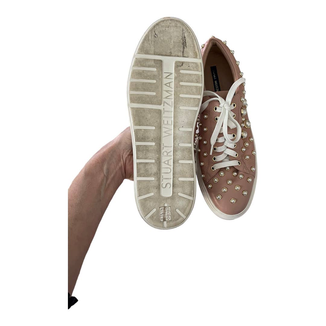 Stuart Weitzman Pearline Lace Up Sneakers Shoes Leather Size 9.5 - Premium from Stuart Weitzman - Just $179.00! Shop now at Finds For You
