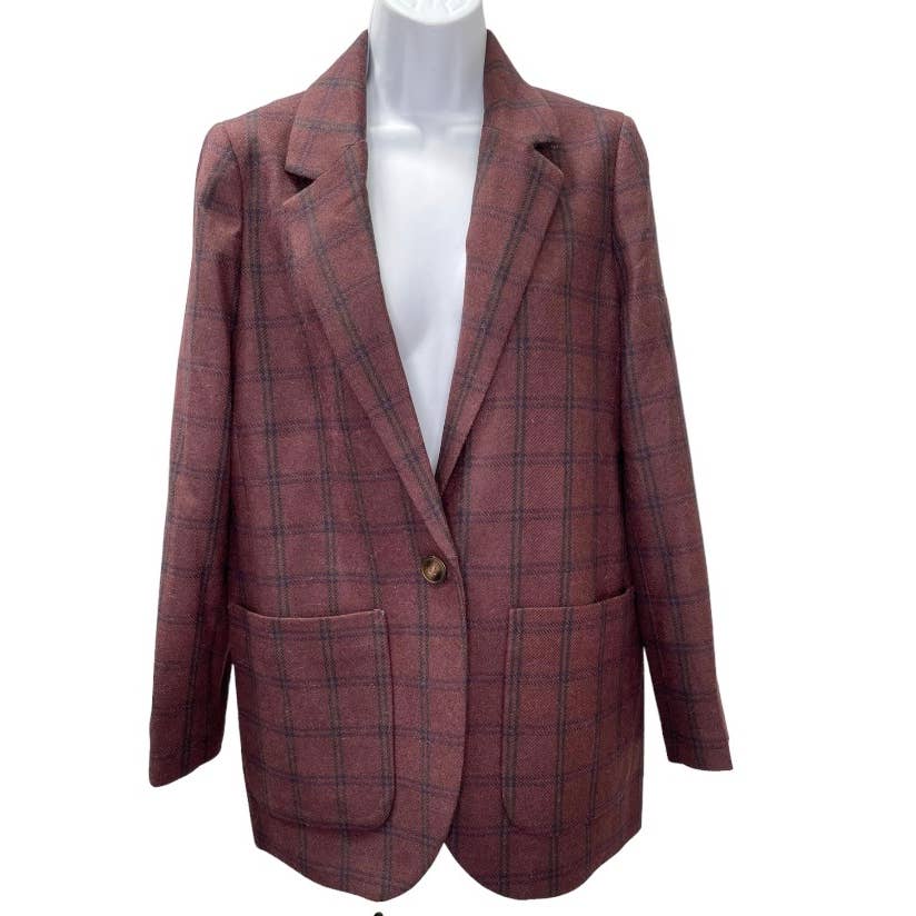 Madewell Larsen Blazer Jacket in Windowpane Patch Pockets Size M - Premium from Madewell - Just $139.0! Shop now at Finds For You