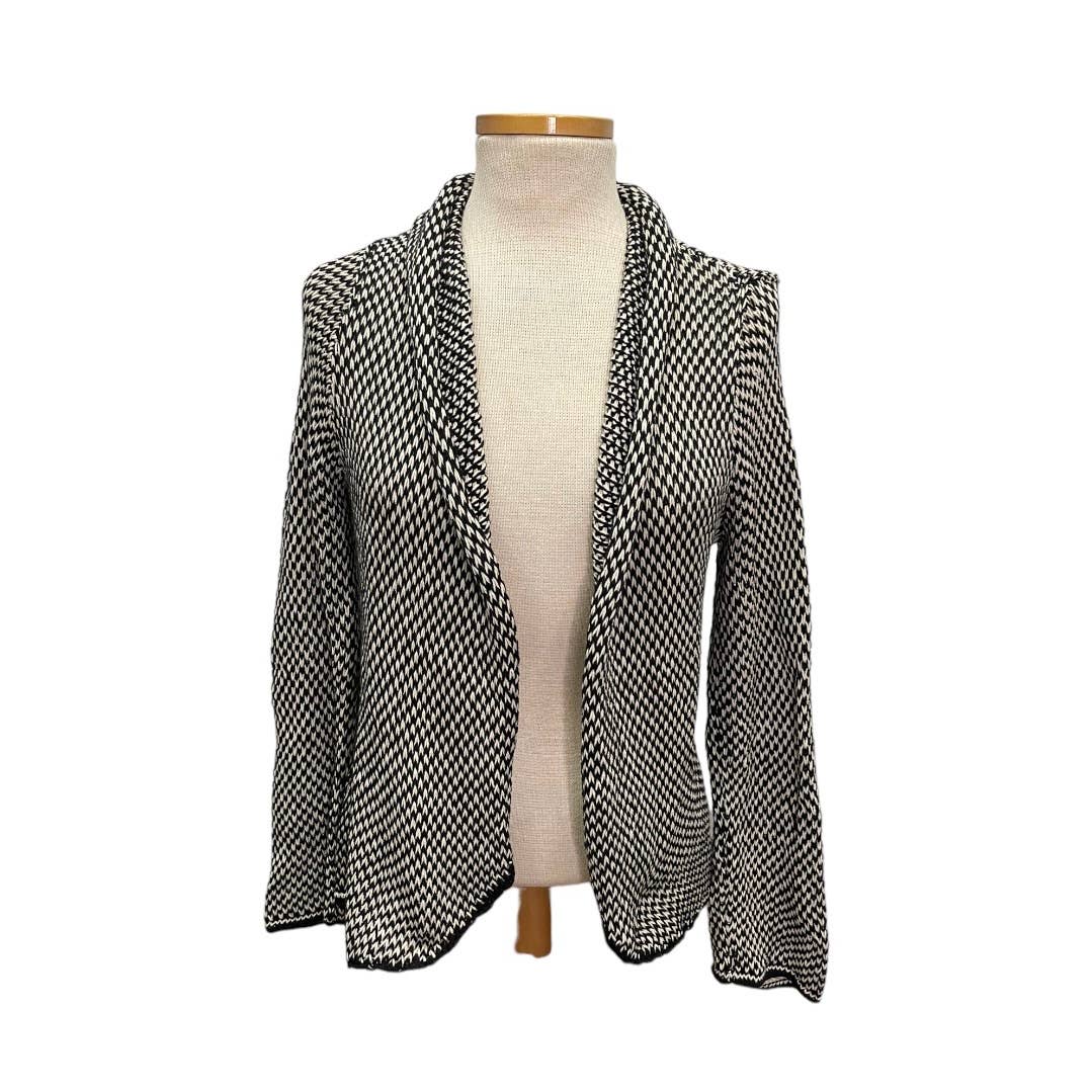 Wooden Ships Black White Knit Open Front Cardigan S/M - Premium from Wooden Ships - Just $39.0! Shop now at Finds For You