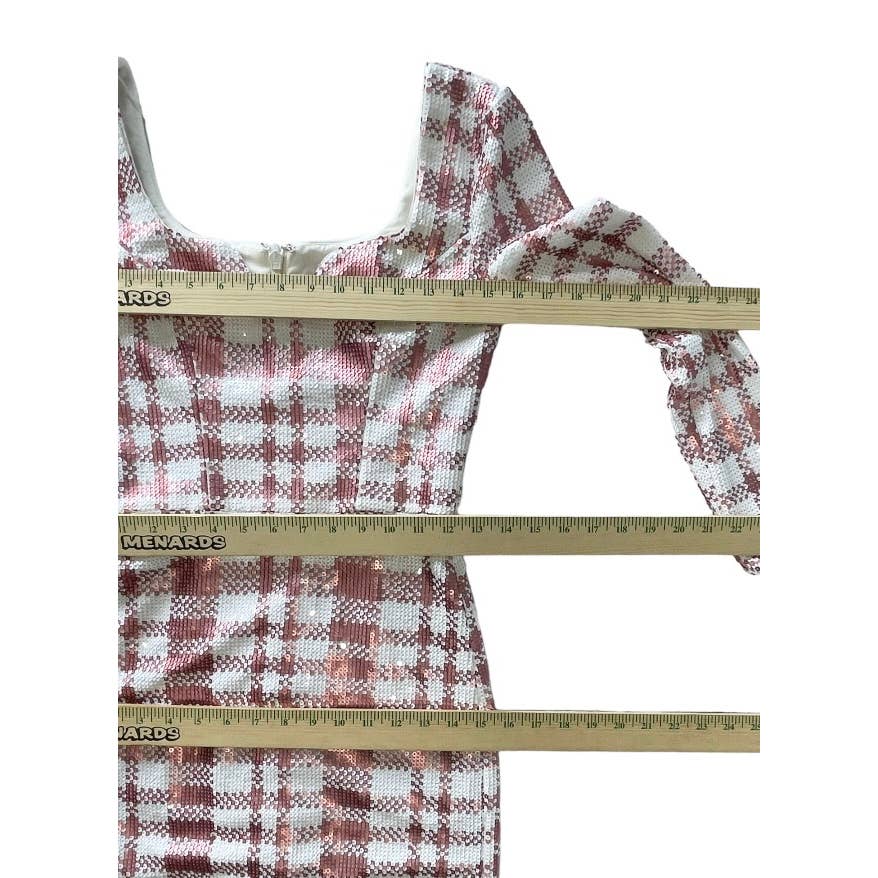 Dress The Population Barbiecore Pink White Plaid Sequin Mini Dress Size S New - Premium from Dress The Population - Just $239.0! Shop now at Finds For You