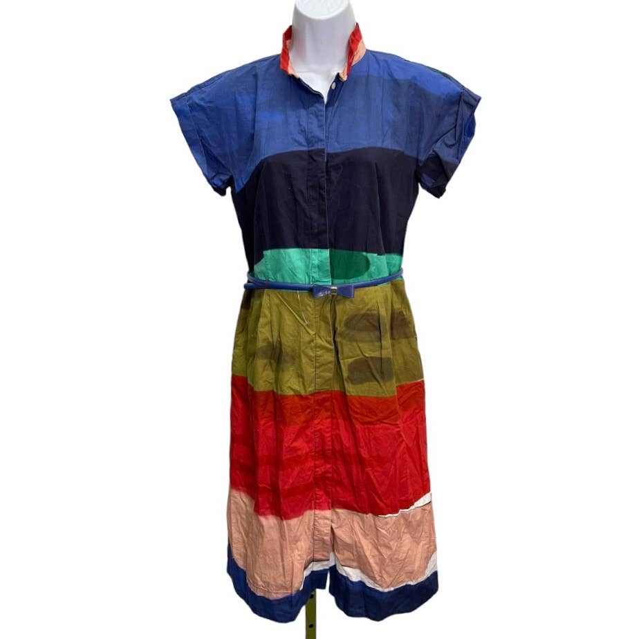 Boglioli Milan Colorful Abrstact Button Front Dress Sz 42 Made in Italy - Premium from Boglioli - Just $249.0! Shop now at Finds For You