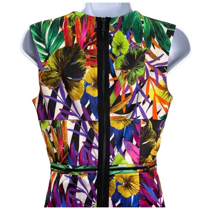 Milly Angular Tropical Print Sleeveless Pencil Dress Colorful Size 4 New - Premium from MILLY - Just $179.0! Shop now at Finds For You