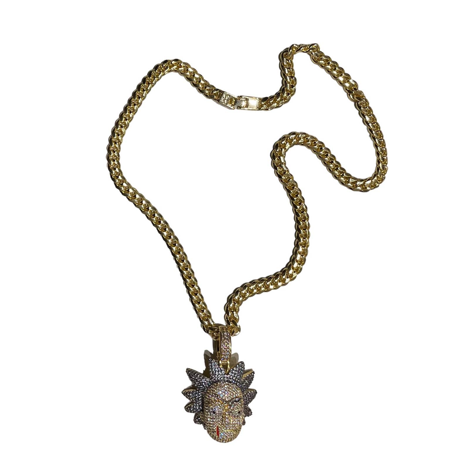 King Ice x Rick and Morty Evil Rick Gold Necklace New - Premium  from King Ice - Just $249.0! Shop now at Finds For You