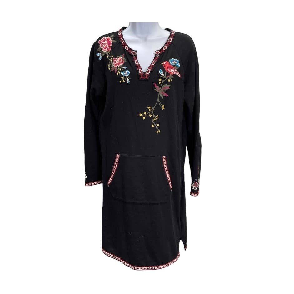 Driftwood Matea Embroidered Dress Tunic Size M Black - Premium from Driftwood - Just $79.0! Shop now at Finds For You