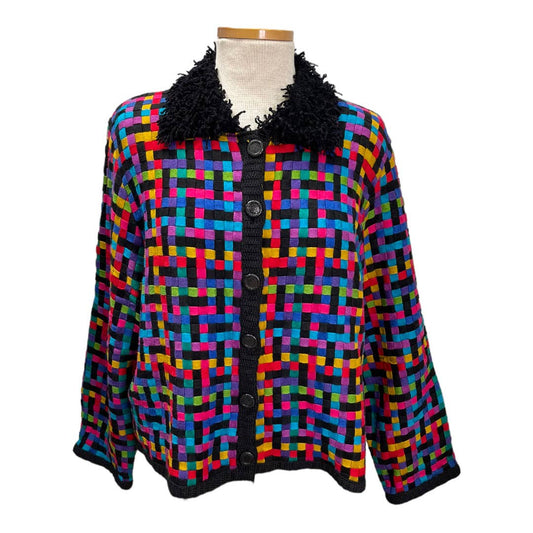 Vintage 90’s Michael Simon Woven Knit Colorful Size XL - Premium  from Michael Simon - Just $99.0! Shop now at Finds For You