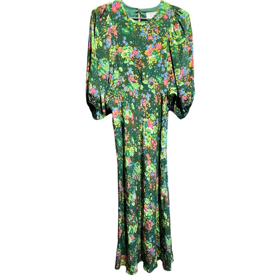 Les Reveries Floral Print Silk Crepe de Chine Midi Dress Size 10 - Premium from Les Reveries - Just $359.00! Shop now at Finds For You