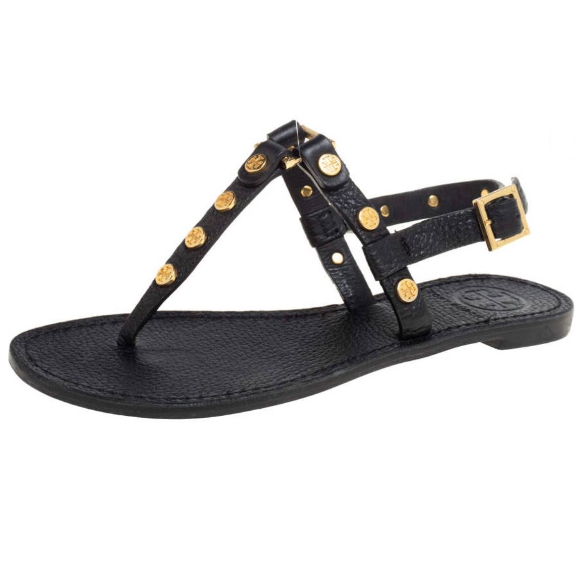 Tory Burch Marge Logo Studded Thong Sandals Flats Leather Size 8.5 - Premium from Tory Burch - Just $129.0! Shop now at Finds For You