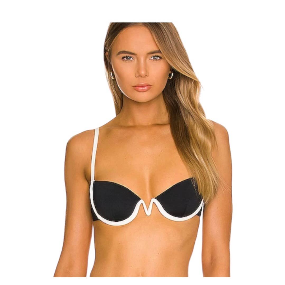 L*SPACE Revolve Set Nico Underwire Bikini Top Mercury Bottom L New Black White - Premium from L*SPACE - Just $99.0! Shop now at Finds For You