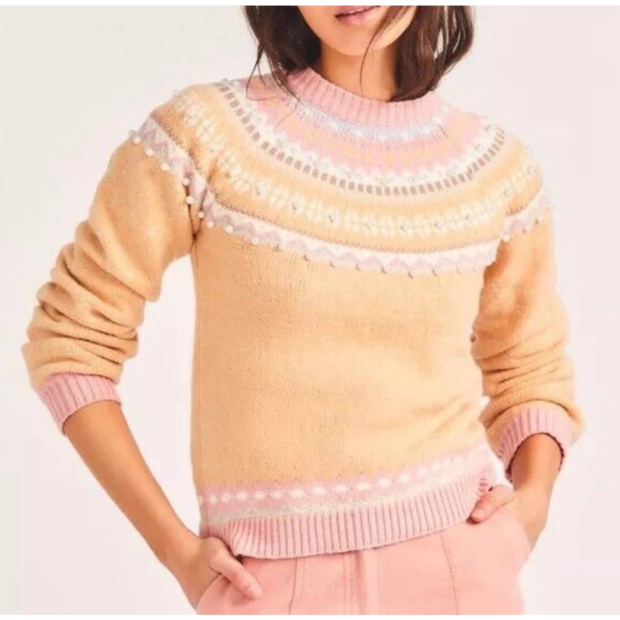 LOVESHACKFANCY Crawley Jacquard Pullover Sweater Knit Crewneck Size XS - Premium from LoveShackFancy - Just $179.0! Shop now at Finds For You