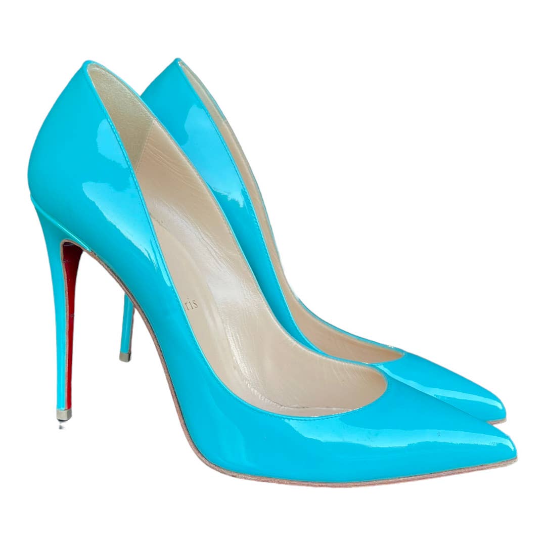 Christian Louboutin So Kate Pacific Blue Patent Leather Heels Size 39 120 mm - Premium from Christian Louboutin - Just $659.0! Shop now at Finds For You