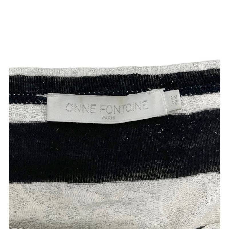Anne Fontaine France Naura Striped Lace Embellished Top Shirt Size L Black White - Premium from Anne Fontaine - Just $129.0! Shop now at Finds For You
