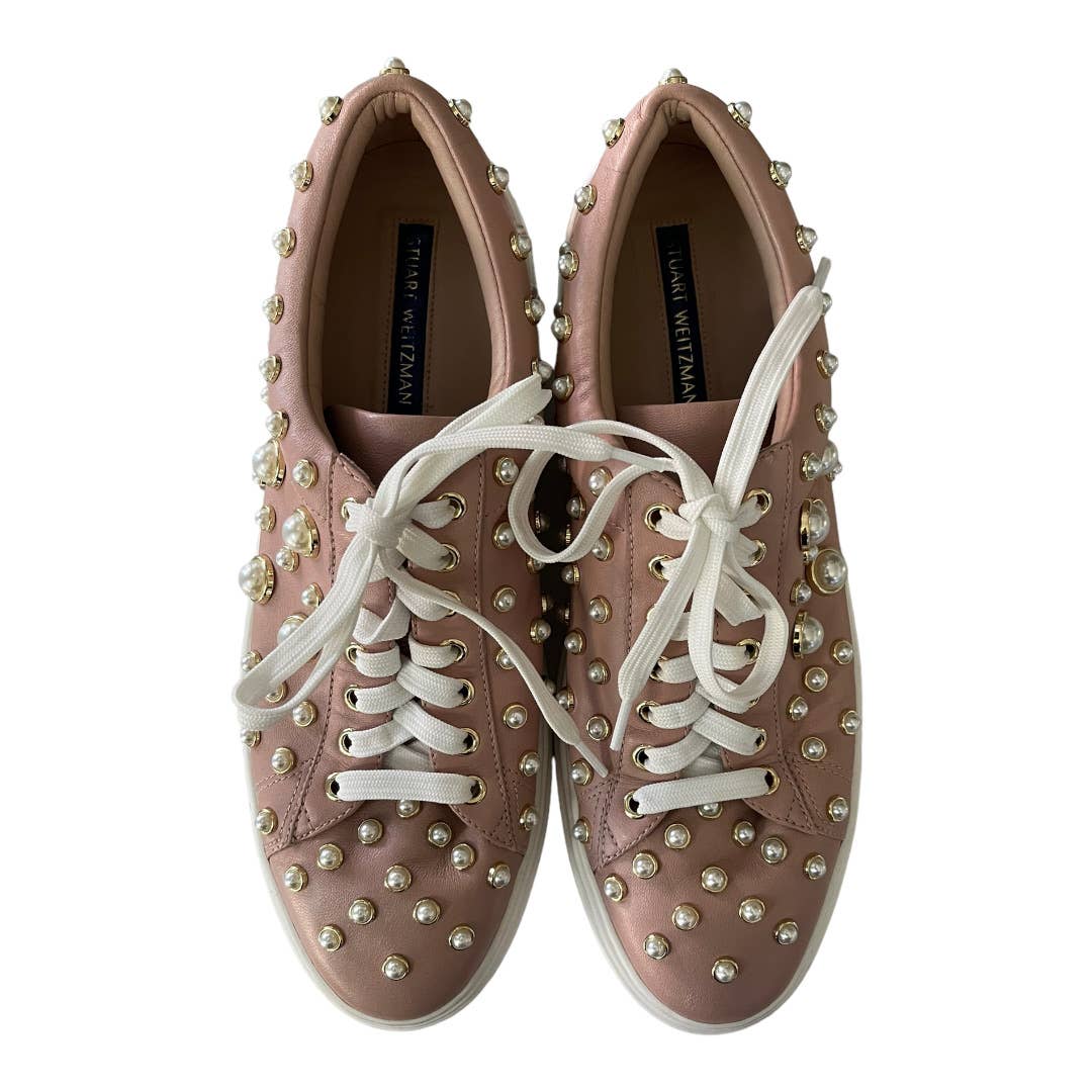 Stuart Weitzman Pearline Lace Up Sneakers Shoes Leather Size 9.5 - Premium from Stuart Weitzman - Just $179.00! Shop now at Finds For You