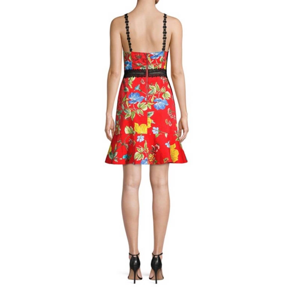 Alice + Olivia Kirby Lace Trimmed Fit and Flare Floral Dress Size 2 Red - Premium  from Alice + Olivia - Just $199.0! Shop now at Finds For You